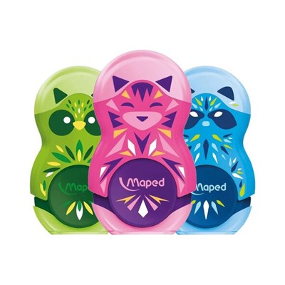 Точилка с ластиком MAPED LOOPY Mini Cute, с контейнером, корпус ассорти, 049113