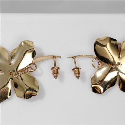 Серьги ассорти «Цветок» рельеф, цвет розовый в золоте