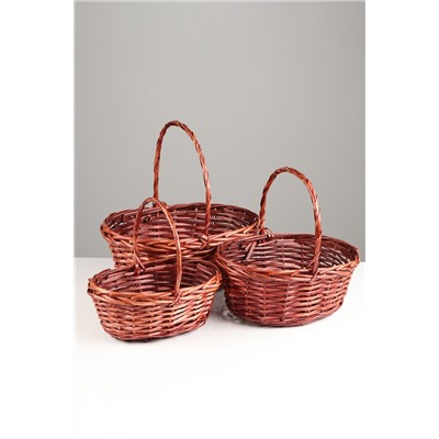Корзина плетёная для хранения, ива, коричневая, набор 3 шт.