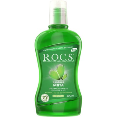 Ополаскиватель для полости рта без спирта и фтора Двойная мята ROCS, 400 мл