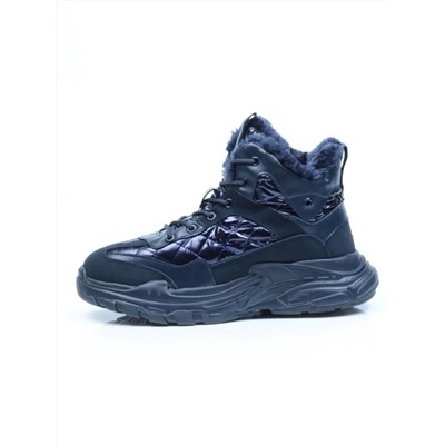 04-8524-2 DARK BLUE Ботинки женские зимние (искусственные материалы)
