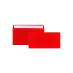 Конверт С65 114 х 229 мм, цветной, без подсказа, без окна, отрывная лента, 120 г/м2, красный
