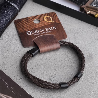 Браслет кожаный «Власть» трио, коричневый с чёрным металлом, 20.5 см