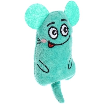 Игрушка для кошек мягкая "Мышка", цвет голубой, 14*5см/14гр (лейбл)