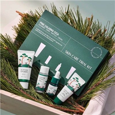 ROUND LAB Набор средств для лица с экстрактом сосны и центеллы: пенка, тонер, сыворотка, крем / Pine Calming Cica Trial Kit, 30 мл, 20 мл x 2, 10 мл