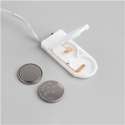 Гирлянда «Нить» 1 м роса, IP20, серебристая нить, 10 LED, батарейки CR2032х2 (в комплекте), свечение тёплое белое