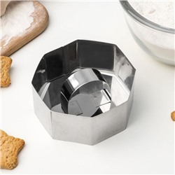 Форма для выкладки Доляна «Восьмиугольник», 7.5×4 см, с прессом, толщина 2 мм, нержавеющая сталь