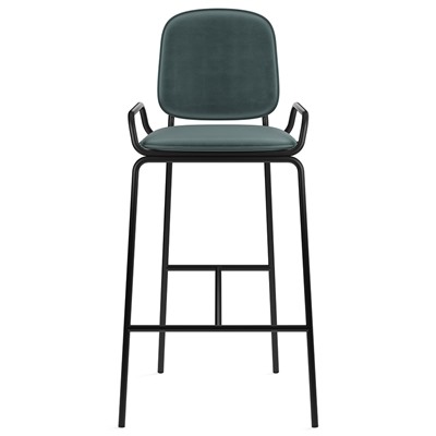 Стул барный Ror, 2 Frame, велюр, черный/зеленый