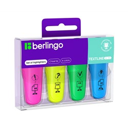 Набор текстовыделителей Berlingo "Textline HL100" мини, 04цв., 1-5мм, европодвес