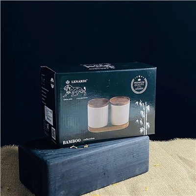 235-107 Набор из 2 банок 350мл с крышками на подставке TROPICAL в под.уп.(х12)Фарфор