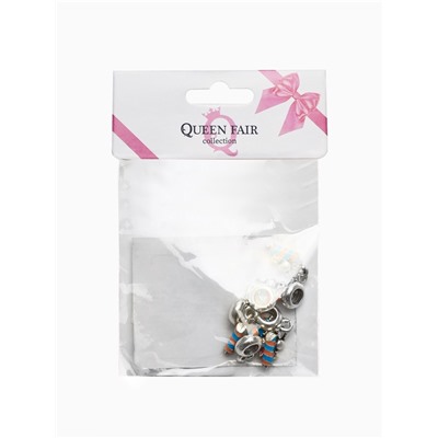 Шарм подвеска «Заяц» с мороженым, сине-оранжевый в серебре