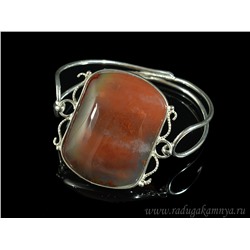 Браслет с халцедоном в посеребрении прямоугольник 48*50мм, 19см