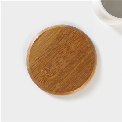 Чайная пара с ложкой BellaTenero, 3 предмета: чашка 220 мл, керамика, ложка, деревянное блюдце, белая