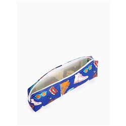Косметичка-пенал на молнии, с рисунком, синяя