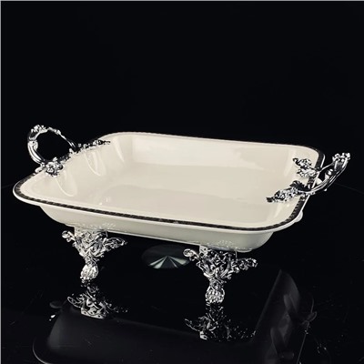 205-927 Глубокое блюдо 30,5см на ножках с ручками ATLANTIS в под.уп.(х6)Фарфор