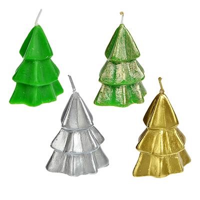 СНОУ БУМ Свеча в виде елки в подарочной упаковке, 6,5см, парафин, 4 дизайна