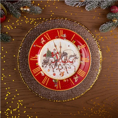 ТАРЕЛКА ОБЕДЕННАЯ LEFARD "ЧАСЫ" 20,5 СМ КРАСНАЯ (КОР=18ШТ.)