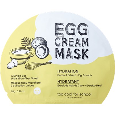too cool for school EGG Cream Mask Hydration TuchMaske Маска для лица, 1 шт.