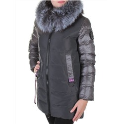 8186 DK. GRAY Пальто женское с натуральным мехом Jarius