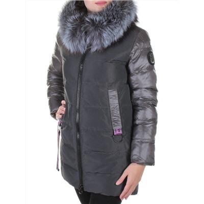 8186 DK. GRAY Пальто женское с натуральным мехом Jarius