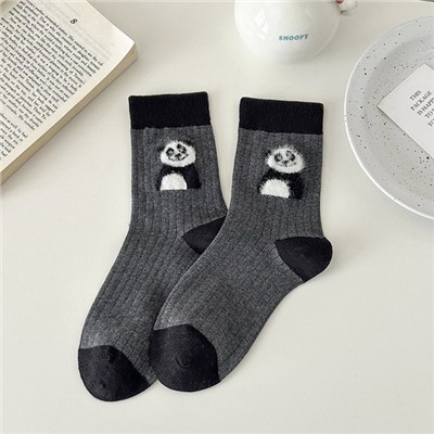 Tide, demi-season cotton velvet autumn cute cartoon knee socks, mid-length