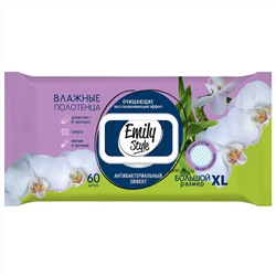 Полотенца влажные с крышкой Emily Style Для всей семьи АНТИБАКТЕРИАЛЬНЫЕ XL 60шт