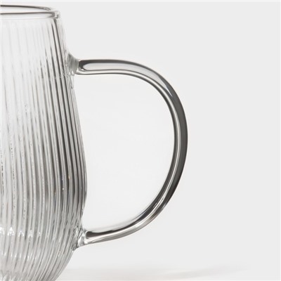 Кружка Magistro «Грани», 380 мл, 9×12.5 см, боросиликатное стекло, прозрачная