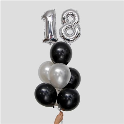 Воздушные шары, набор «18-летие», латекс, фольгированные, 10 шт.