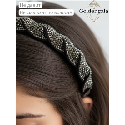 Ободок косичка для волос со стразами Арт ОБ6А/004