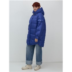 Куртка зимняя женская с капюшоном модная синего цвета 7341S