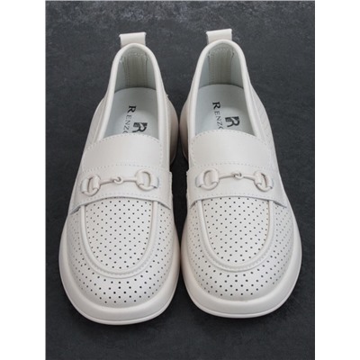 03-YD14-2D MILK WHITE Лоферы женские (натуральная кожа)