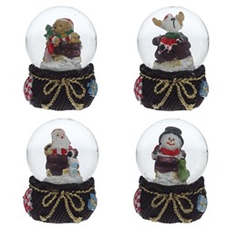 Фигурка декор в стекл шаре "Дед Мороз/Мишка/Олень", D 4.5 см, L4,5 W5 H6 см, 4в.