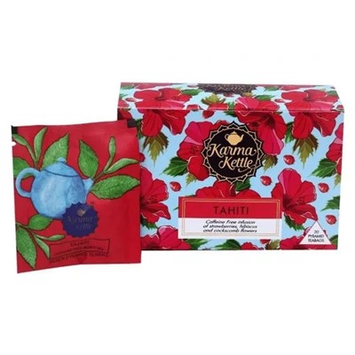 Чай из Клубники, Гибискуса и Целозии (20 пак, 2 г), Tahiti, произв. Karma Kettle