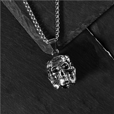 Кулон «Черепа» сиамцы, цвет чернёное серебро, L=70 см
