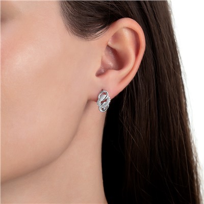 Серьги с фианитом родированные серебро 925*