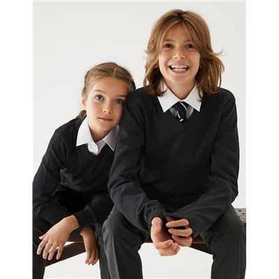 2pk Unisex Slim Fit Cotton School Jumpers (3-18 Yrs)