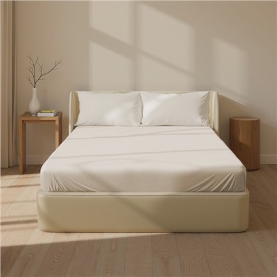 Простыня 1.5 спальная SL Home Percale 300ТС, 160×235 см, молочная, хлопок 100%
