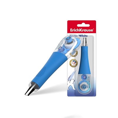 Корректирующая лента 4.2 мм × 8 м, ErichKrause Arctic white, супер-белая, резиновый держатель, блистер