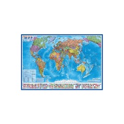 Карта мира политическая, 101 х 70 см, 1:32 М, ламинированная, в тубусе