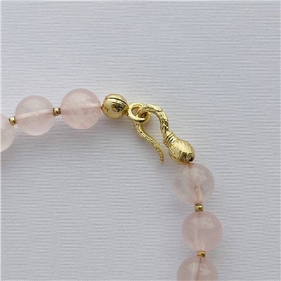 Радуга Самоцветов Браслет из Розового кварца с подвеской "Сердце"