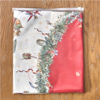 СКАТЕРТЬ ОВАЛЬНАЯ "ЩЕЛКУНЧИК"160Х220СМ ,КРАСНЫЙ, 100% ХЛОПОК,ТВИЛ, ПРОПИТКА