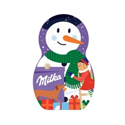 Milka Schokolade Schneemann 2025 Adventskalender 236g, Авдент-календарь 2025 Снеговик, 24 сладких сюрприза, ‎28см x 43см, 236 грамм