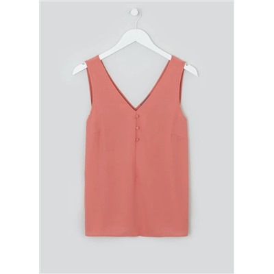 Pink Button Detail Vest Top