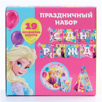 Набор одноразовой посуды, на 6 персон «С днем рождения!», Холодное сердце