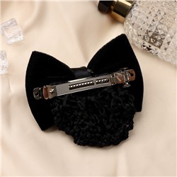 Заколка - автомат для волос «Бантик», с сеточкой для пучка, d=10 см, чёрная