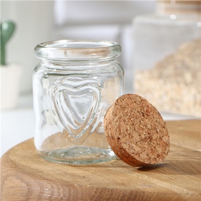 Банка для сыпучих Доляна «Парфе», 150 мл, 6×7.5 см, с пробковой крышкой, стекло, прозрачная