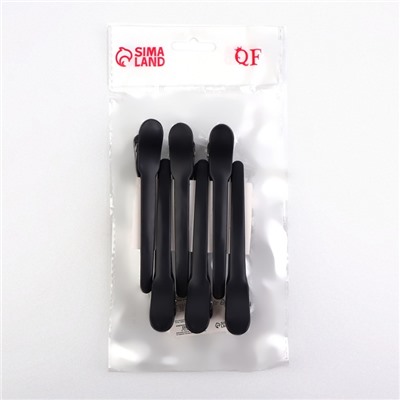 Зажимы для волос, набор - 6 шт., 10.5 см, чёрные