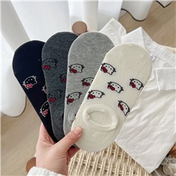 Japanese cartoon cat jacquard boneless socks for women cotton age-reducing versatile silicone anti-slip and shallow mouth invisible socks