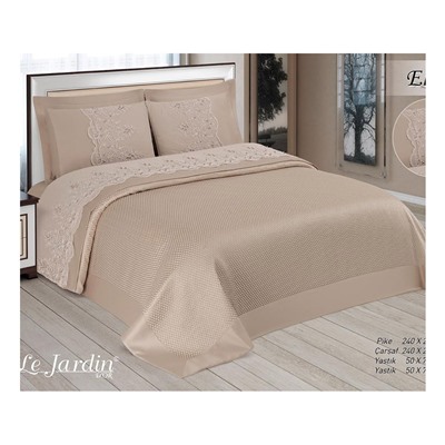 Комплект Постельного Белья с Покрывалом 240x260 см ЕВРО 2 сп.Pike Set Le Jardin D'OR