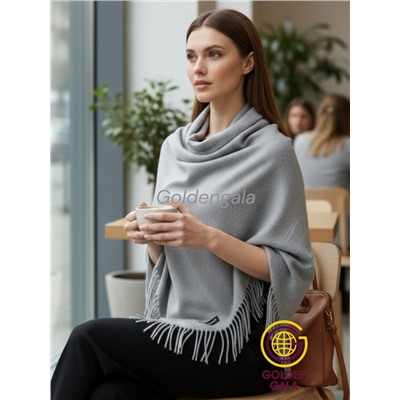 Платок теплый кашемировый однотонный (Меланж) Арт 9039/5 серый